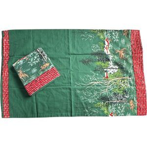 Holiday Print Winter Woodland Deer Handcrafted Standard Pillowcase Set Christmas